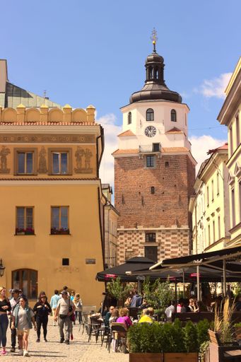 A vertical shot of the crowded streets of Krakow, Poland