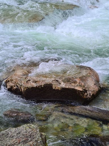 A wild river rushing down on the rocks