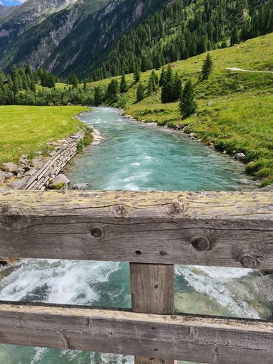 A wild river rushing down on the rocks