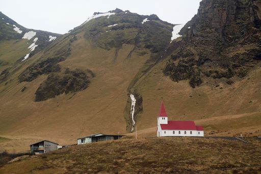A chapel church on the hill in Vik, Iceland