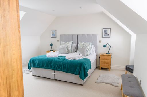 A beautiful shot of modern bedroom interior design