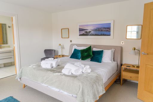 A beautiful shot of modern bedroom interior design