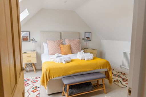 A beautiful shot of modern bedroom interior design