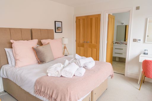 A beautiful shot of modern bedroom interior design