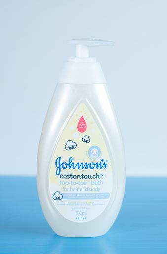 A Johnson's baby bath gel bottle for hair and body