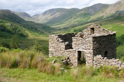 An abandoned stone house in the mountains
