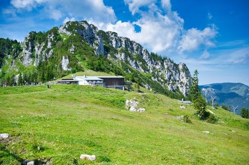 Aschau, Bavaria, Germany - July 14, 2020: Mountain railway on the Kampenwand a mountain in Bavaria, Germany