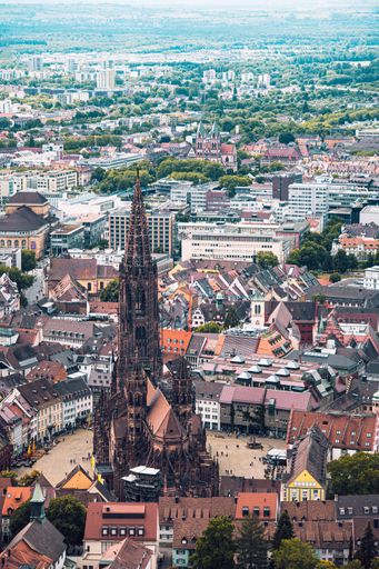 The cityscape view from Schlossberg tower, Freiburg