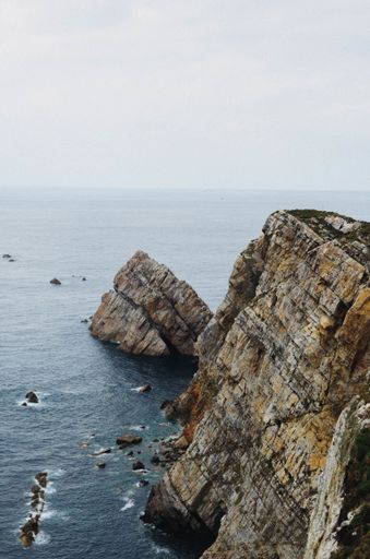 A picturesque seascape of Atlantic ocean coast near Cabo de Penas in Asturias, Spain