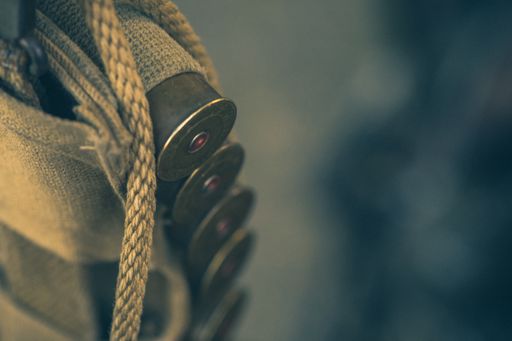 A closeup shot of lined bullets