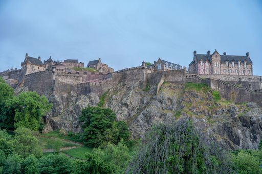 The Edinburgh Castle on top of the hill from Princes Street