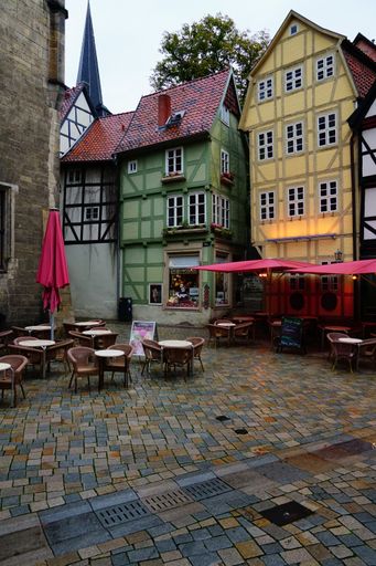 picturesque timbered houses in old town of Quedlinburg