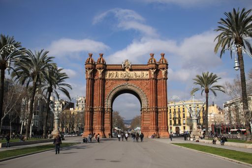 The Arc de Triomf memorial arch in Barcelona, Catalonia, Spain.