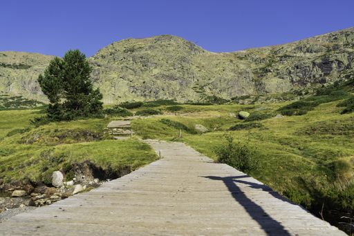 A scenic low angle shot of the Sierra de Guadarrama National Park from Rascafria, Spain