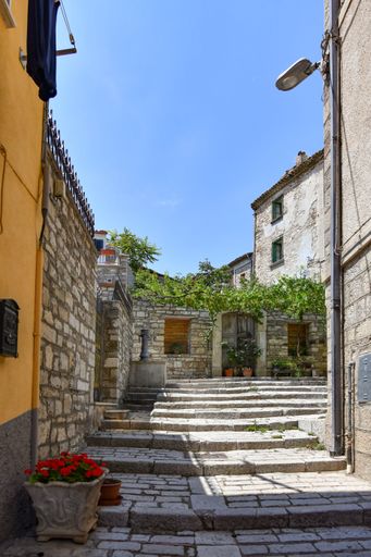 A narrow street in Trivento, a mountain village in the Molise region of Italy.