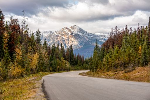 A beautiful shot of a Pyramid Mountain in Jasper National Park. Alberta, Canada