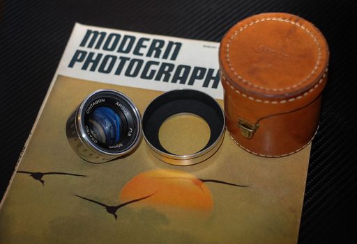 A Rare Argus Cintagon camera lens vintage on modern photography magazine