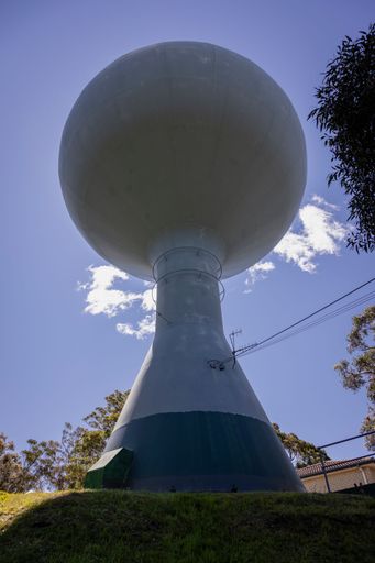 A low angle shot of a Water tower in Umina, NSW on the central coast of Australia