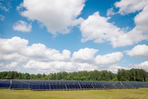 A Collector park of solar energy panels, sustainable development concept
