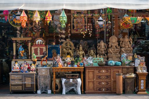 Products displayed outside shop at Arcade Little India , Singapore. Horizontal shot