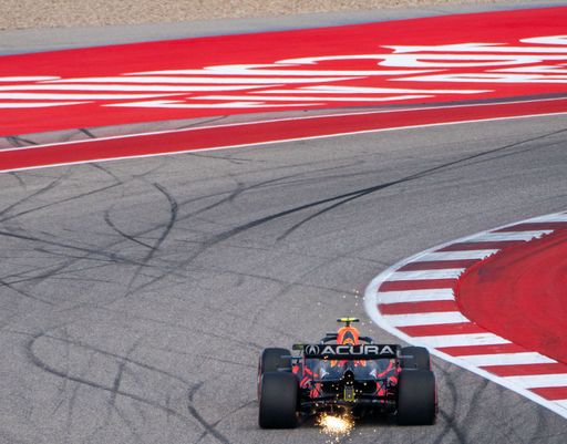 A fast F1 2021 USGP race car at Austin TX track during Qualify Day in United States