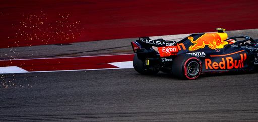 A fast F1 2021 USGP race car at Austin TX track during Qualify Day in United States