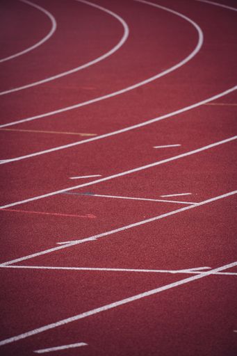 A red running track with lines
