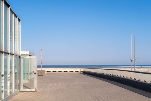 The Plaza Rosa dels Vents on the Mediterranean coast of the city of Barcelona in Spain