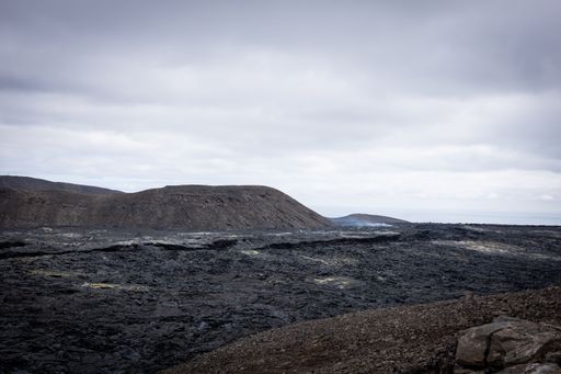 A beautiful shot of the Fagradalsfjall volcano after the eruption in Iceland on a cloudy day