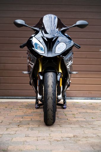 A vertical shot of the BMW S 1000 RR motorbike
