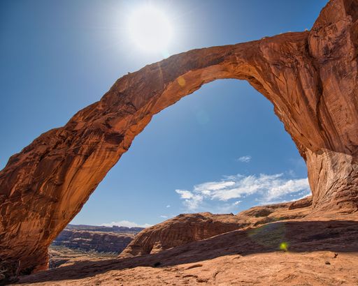 The beautiful stone arch in the Charyn Canyon in Kazakhstan on a sunny day