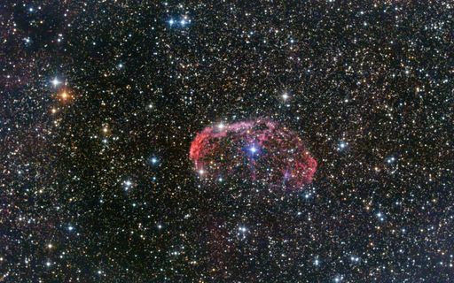 A view of the Crescent Nebula NGC6888 through my telescope.NGC 6888 is an emission nebula in the constellation Cygnus, 4700 light-years from Earth.