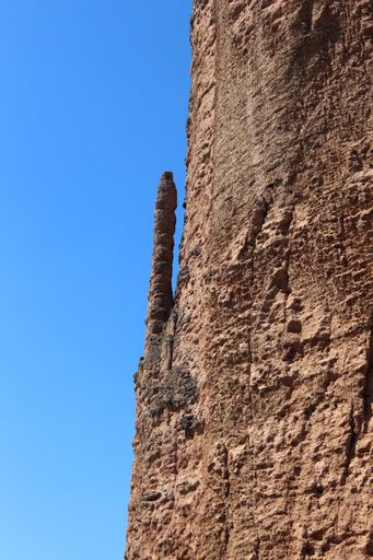 Castle wall of Loarre next to a natural surrounding landscape in the province of Huesca (Aragon, Spain).