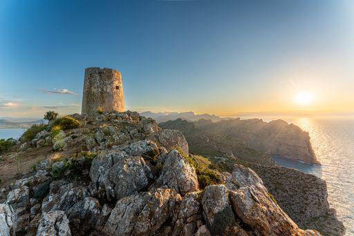 The Cape of Formentor and the bays of Pollensa at sunset