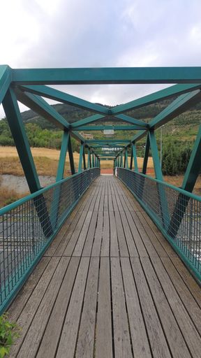 A vertical shot of a bridge in Navarra, Spain