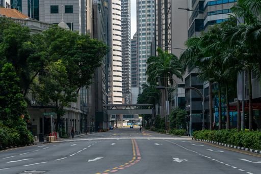 Singapore - August 1st, 2020 : Central Business District in Downtown Singapore during weekend