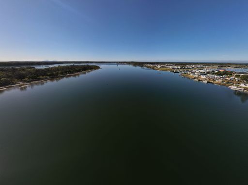 An aerial view of Hastings River, Port Macquarie, Australia
