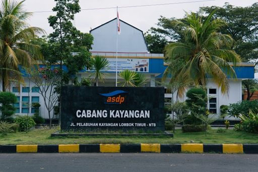 Kayangan, North Lombok, Indonesia - July 9, 2022: ASDP Kayangan Port dock front view situation
