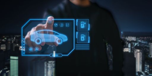 A man clocking on an electric vehicle icon - electric vs gasoline car choice