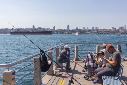 A persons who fish in Uskudar Istanbul, turkey