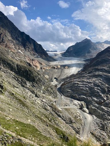 A vertical shot of the beautiful Pitztal Alps in Austria