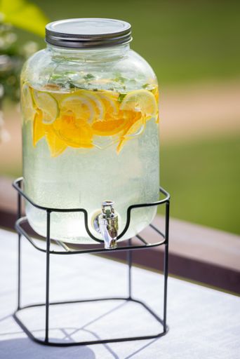 A jar of homemade orange and lemon lemonade