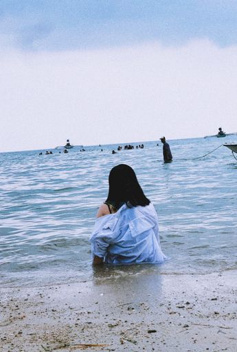 A woman in the sea