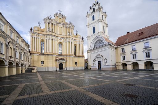 A vertical shot of church of St. Johns, St. John the Baptist and St. John the Apostle and Evangelist in Lithuania