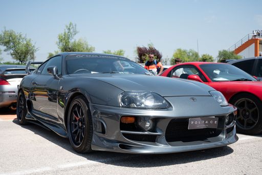 The gray Toyota Supra Japanese sports car