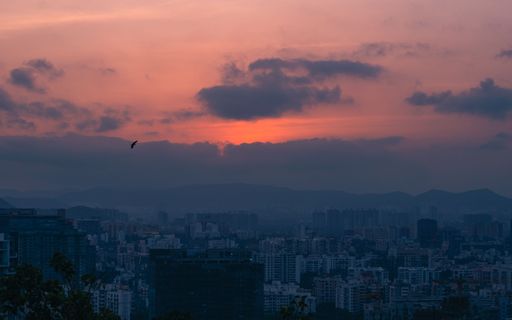 A beautiful sunset over Pune City in India.