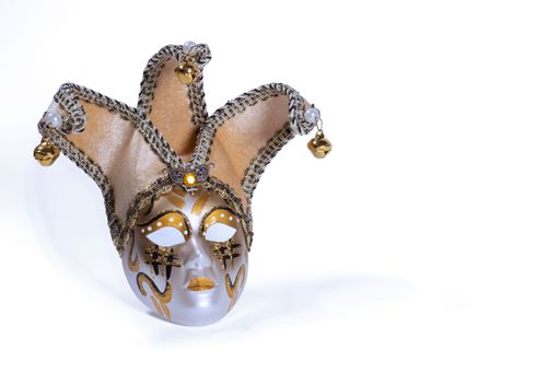 Isolated Yellow Venetian mask on a white background