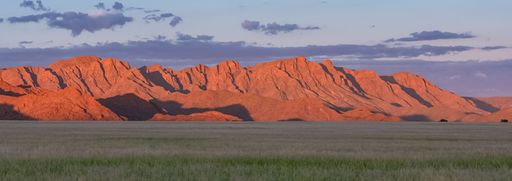 Namibia, panorama of the sunset on the Namib desert, wild landscape in the Dead Valley