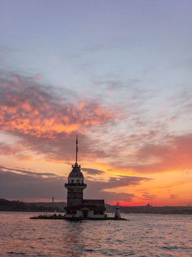 Maiden's tower and magnificent sunset colors