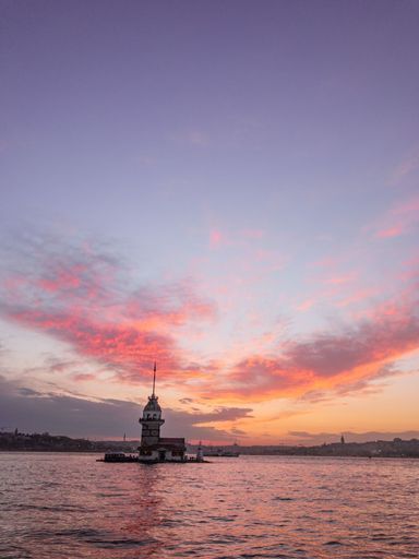 Maiden's tower and magnificent sunset colors